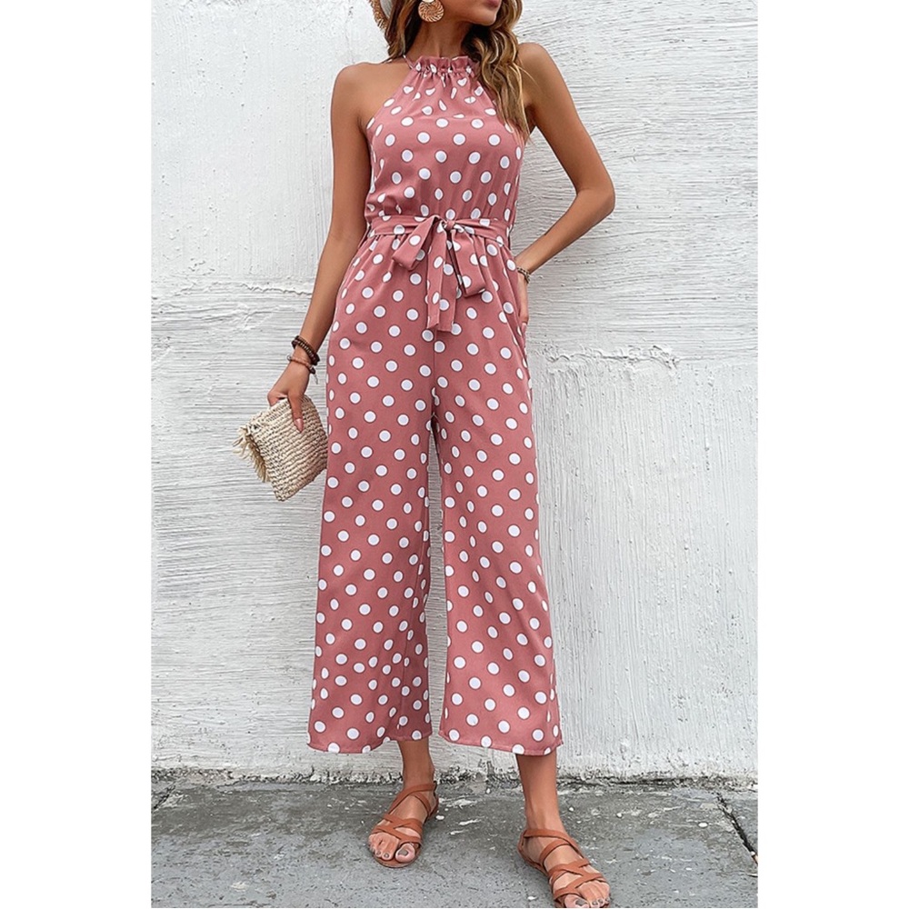NWT Polka Dot Grecian Wide Leg Jumpsuit